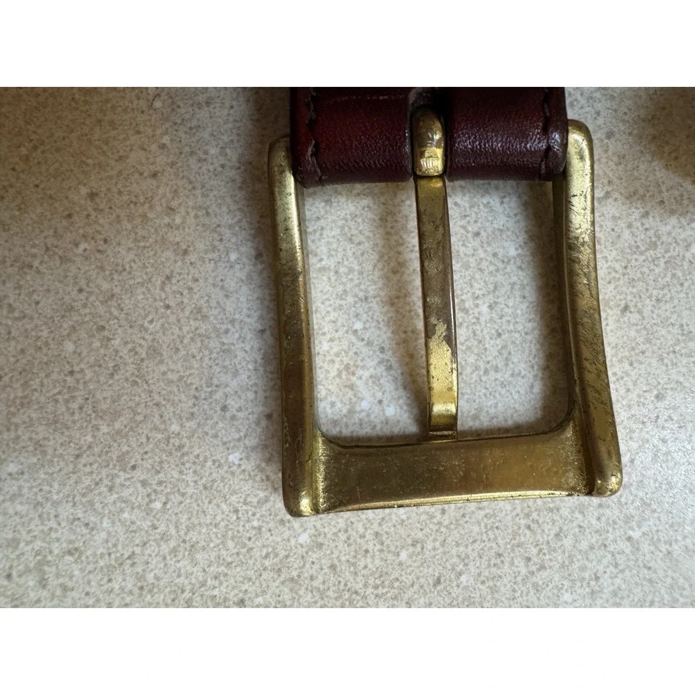 Vintage Trafalgar Cortina Oxblood Leather Brass Buckle Belt 34Handmade USA